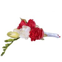 Order beautiful boutonniere of white and red shades. Delivery to any city!