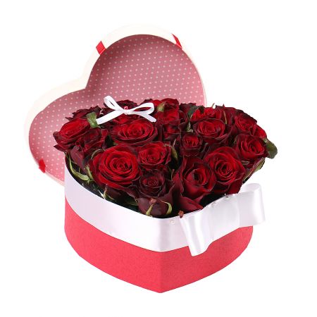 Bouquet Heart of roses in a box
